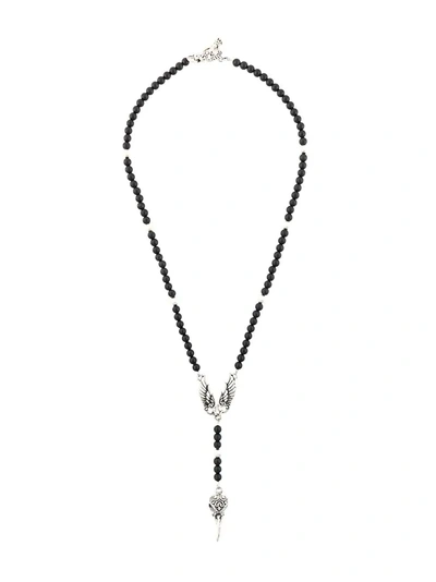 King Baby Rosary Beaded Necklace In Black
