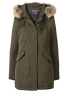 Woolrich Racoon Fur Hooded Jacket - Green