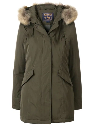 Woolrich Racoon Fur Hooded Jacket - Green