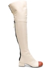 Marni Over-the-knee Zip Boots In Neutrals
