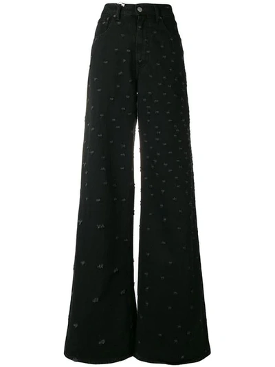 Mm6 Maison Margiela Ripped Flared Trousers In Black