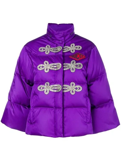 Gucci Crystal-embellished Puffer Jacket - Purple