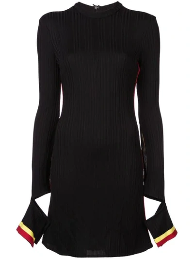 Ellery Black Multicolor Ribbed Knit Dress