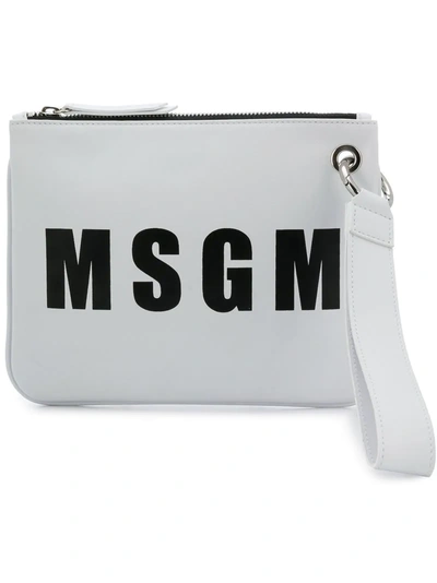 Msgm Logo Clutch In White