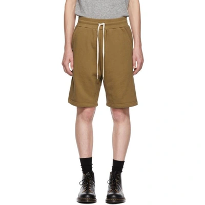 John Elliott Brown Sweat Shorts In Gold