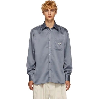 Ribeyron One-pocket Point-collar Crepe Shirt In Gray