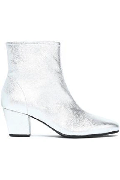 Alexa Chung Woman Beatnik Metallic Textured-leather Ankle Boots Silver