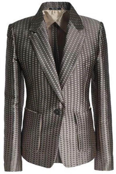 Maison Margiela Woman Jacquard Blazer Dark Gray In Brown