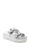 J/slides Nyc Jslides Baha Slide Sandal In Silver Metallic Leather