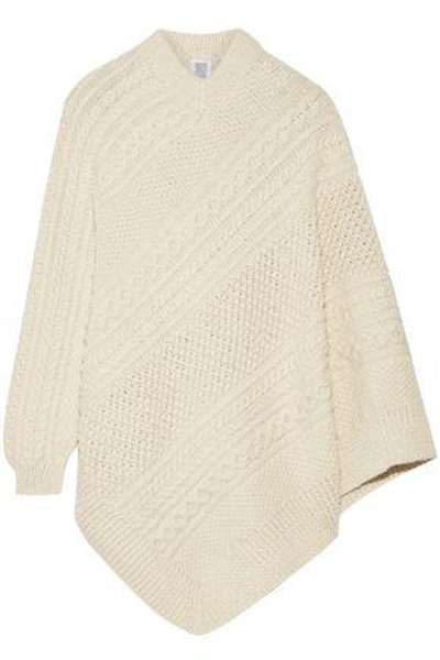 Rosie Assoulin Grandma Elanor's Cable-knit Alpaca Poncho In Cream