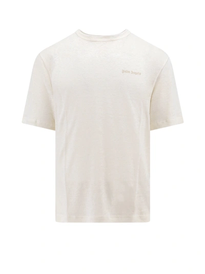 Palm Angels Classic Logo Linen T-shirt In Neutral