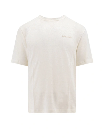 Palm Angels Classic Logo Linen T-shirt In White