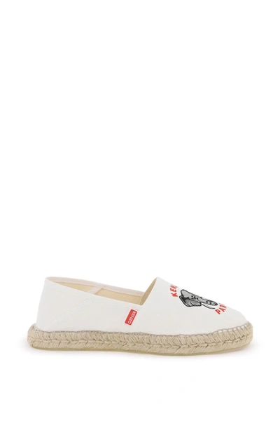 Kenzo Canvas Espadrilles With Logo Embroidery In White