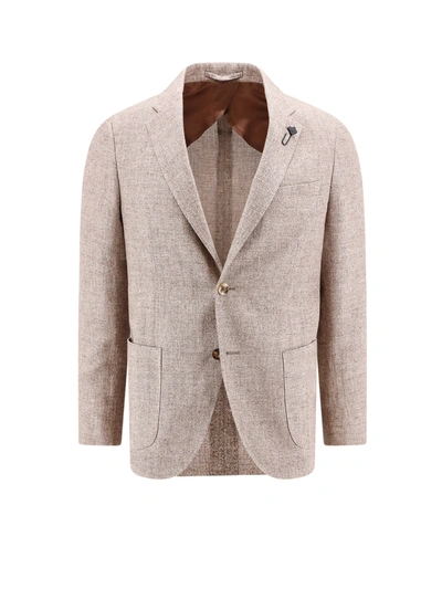Lardini One-breasted Linen And Wool Blazer In Neutral