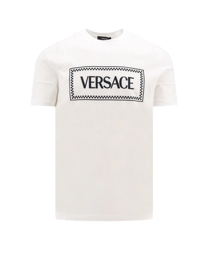Versace Compact Cotton T-shirt In Neutral