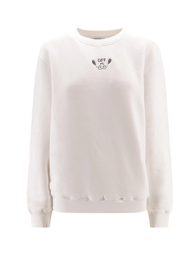 Off-white Organic Cotton Sweatshirt With Frontal Logo In White