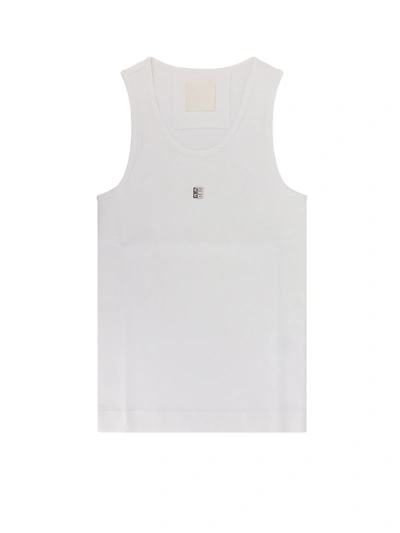 Givenchy Ribbed Tank Top With 4g Detail In White
