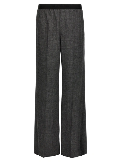 Balenciaga Check Wool Trousers In Black