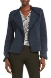 Nic + Zoe Fringe Mix Knit Jacket In Dark Indigo