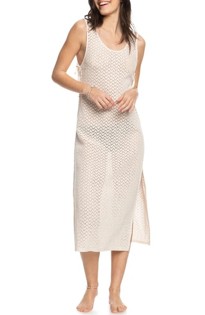 Roxy Beach Journey Sheer Cover-up Midi Dress In Tapioca