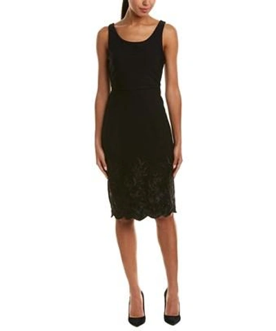 Betsey Johnson Embroidered Scuba Dress In Black