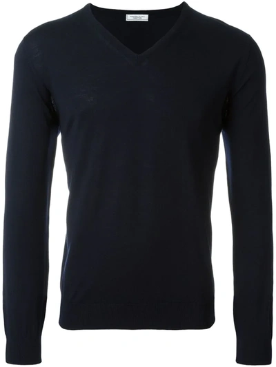 Fashion Clinic Timeless V-neck Sweater In Blue