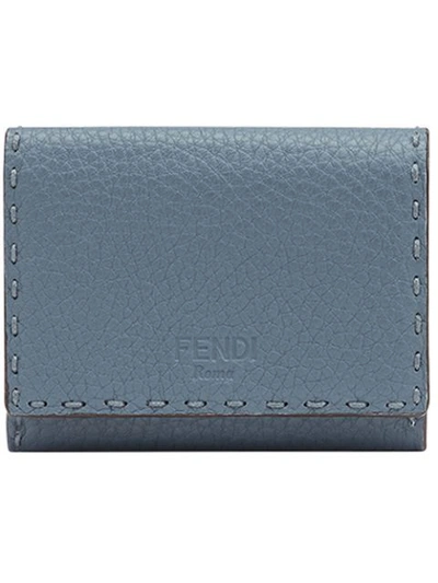 Fendi Foldover Cardholder In Blue