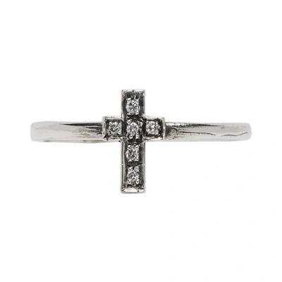 Luka Sabbat X Monini Silver And White Diamond Baby Cross Ring