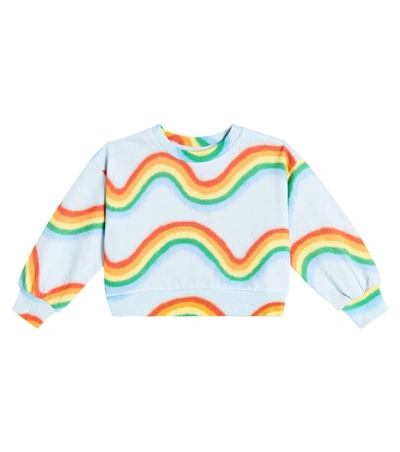 Molo Kids' Miki Printed Cotton Sweatshirt In Rainbow Waves