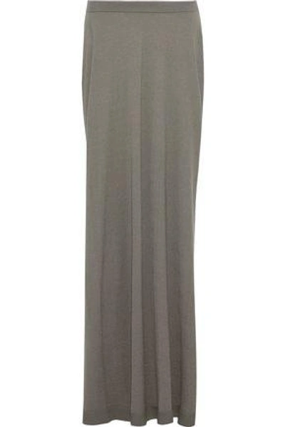 Rick Owens Woman Asymmetric Cashmere-blend Maxi Skirt Grey Green