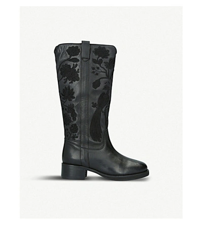 Kg Kurt Geiger Winnie Leather And Suede Boots In Black