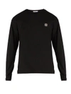 Stone Island Logo-patch Long-sleeved Cotton T-shirt In Black