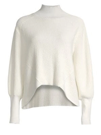 Frame Chenille High-low Sweater In Off White