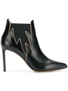 Francesco Russo Flames Leather Booties In Black