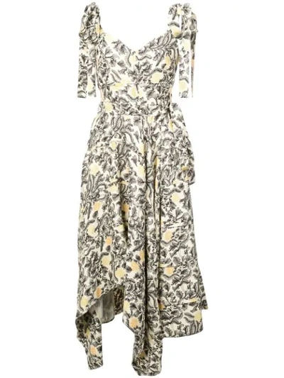 Proenza Schouler Sweetheart-neck Tie-straps Paisley Floral-print Midi Dress In Multi
