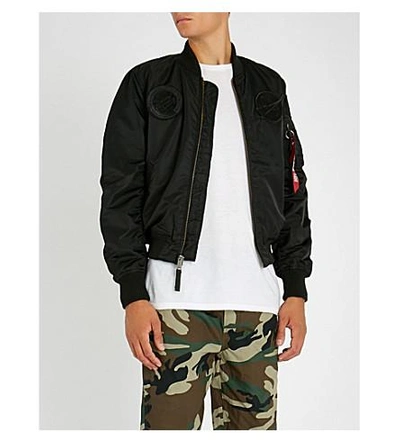 Alpha Industries Ma-1 Badge Embroidered Shell Bomber Jacket In All Black