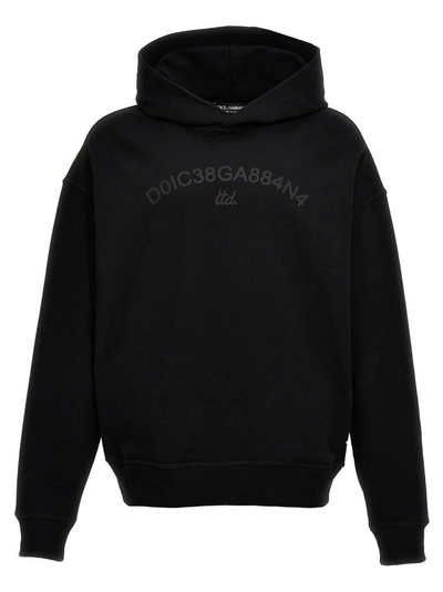 Dolce & Gabbana Hoodie With Dolce&gabbana Logo Print In Black