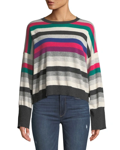 Autumn Cashmere Striped Wide-sleeve Cashmere Sweater In Multi Pattern