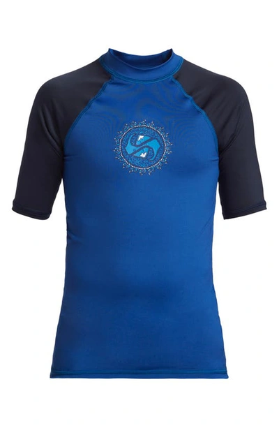 Quiksilver Kids' Everyday Colorblock Short Sleeve Rashguard In Quarry Heather