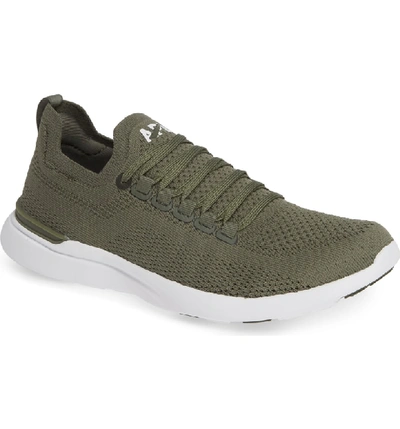 Apl Athletic Propulsion Labs Techloom Breeze Pro Knit Mesh Sneakers In Fatigue/ White