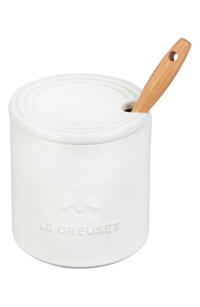 Le Creuset Stoneware Honey Pot & Dipper In White