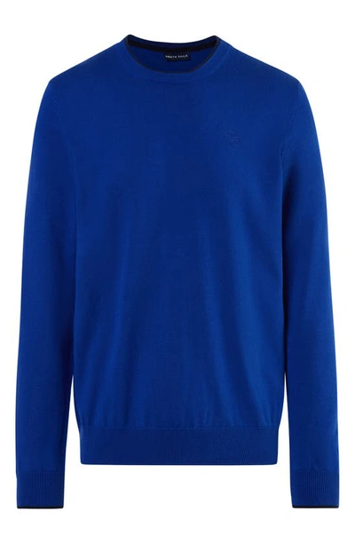 North Sails Tipped Logo Embroidered Crewneck Sweater In Surf Blue