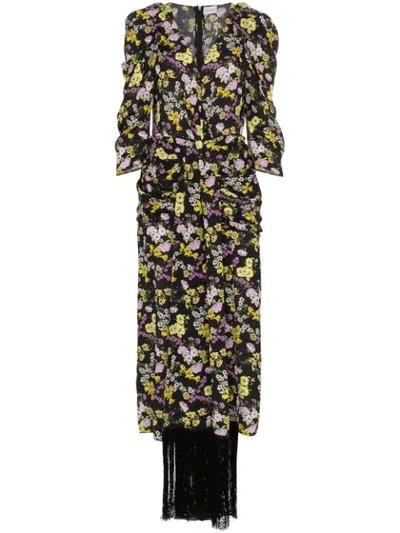 Magda Butrym Downey Floral-print Silk Midi Dress In Black Multicolor