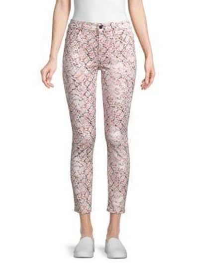 Jen7 By 7 For All Mankind Printed Ankle Skinny Jeans In Marble Snake