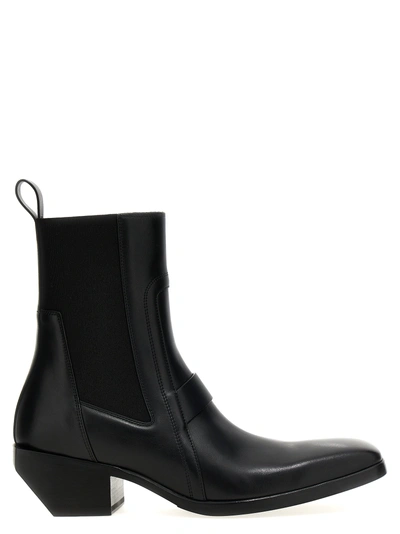 Rick Owens Heeled Sliver Leather Ankle Boots In Black