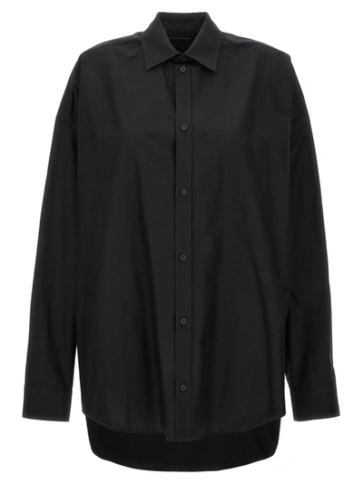 Balenciaga Rhinestone Logo Shirt Shirt, Blouse In Black