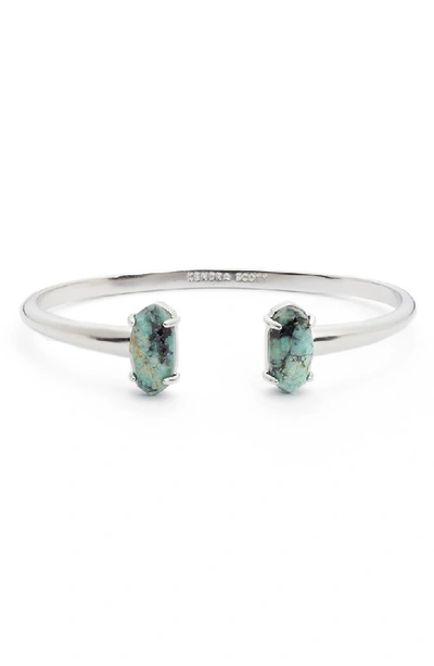 Kendra Scott Edie Druzy Stone Bangle Bracelet In African Turquoise/ Silver
