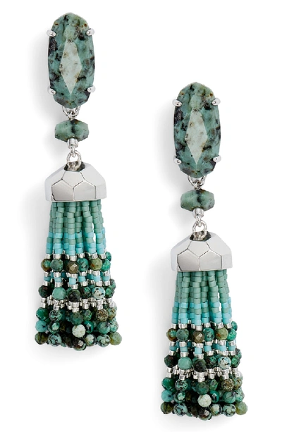 Kendra Scott Dove Tassel Drop Earrings In African Turquoise/ Silver