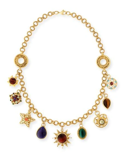 Jose & Maria Barrera Celestial Charm Necklace W/ Mixed Stones In Gold