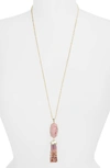 Kendra Scott Eva Adjustable Tassel Pendant Necklace, 32" In Pink Rhodonite/ Gold
